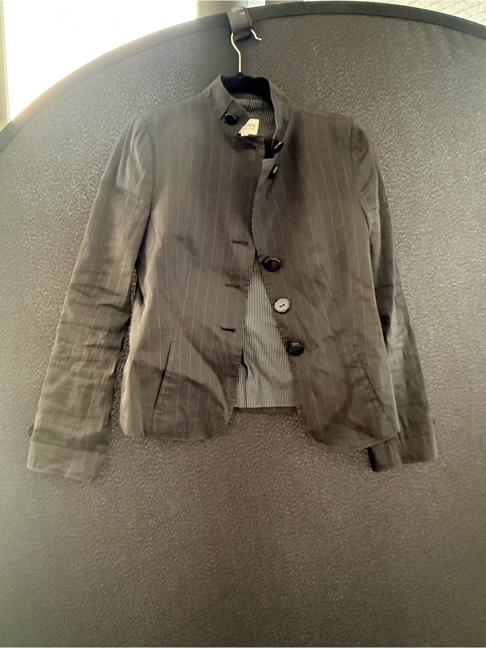 Armani Collezioni Black Pinstripe Blazer